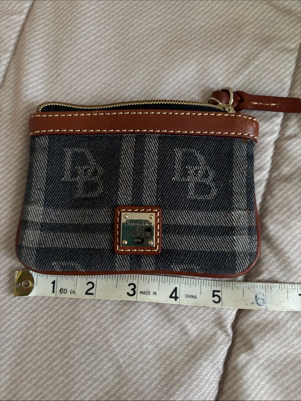 Dooney & Bourke Black and Brown Logo Coin Pouch